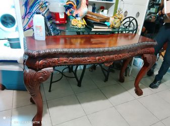 Vintage wood carved console table