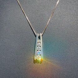 Five-Stone Diamond Pendant Necklace box chain style 14k Yellow Gold 1.5 C.T.W.