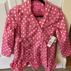 Polka Dot Girls Jacket Pink Size L10/12 Kids