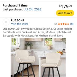 NEW 26" Swivel Bar Stools Set of 2 for $130  OBO