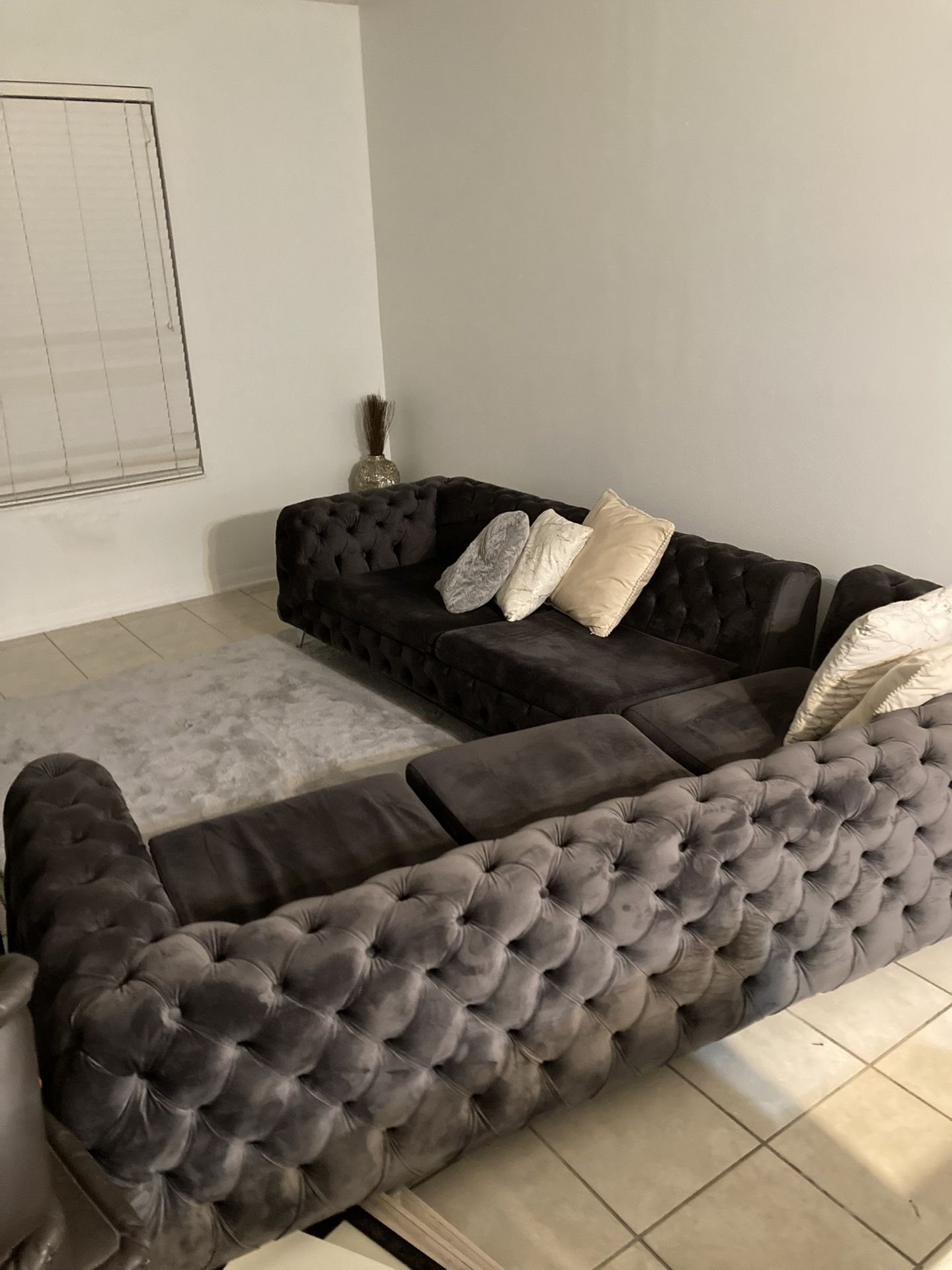 Grey Velvet Sectional Sofa