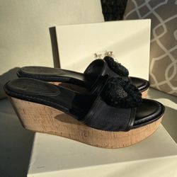 COACH Jazmin Canvas Cork  Platform Wedge Sandals Shoes Size 9