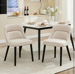 2 Upholstered Dining Chairs, Modern Linen