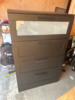 IKEA BRIMNES 4-Drawer Dresser - Black / Frosted Glass