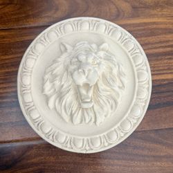 NEW White Small Clay Lion Head Decor Figurine