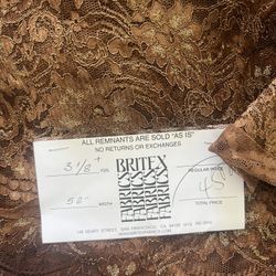 3 1/8” yds Brown sparkling high quality Chantilly lace fabric 