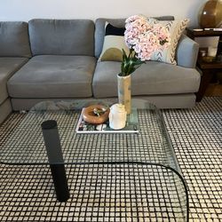 Vintage Postmodern 80s Glass Waterfall Coffee Table/End Table