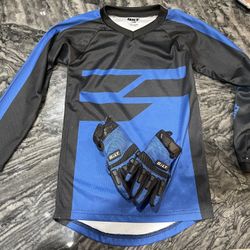 Youth small Bmx/dirt bike Shirt And Gloves 