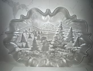 Crystal Glass Holiday Serving Platter