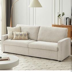 80'' Loveseat Couch, Sofa Couches for Living Room, Modern Love Seat Chenille Linen Sofa Small Couch, Removable Cover, Comfy Couch for Small Space/Bedr