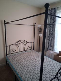 Queen size light weight Canopy Bed and Matress-Seperate Sale Optional