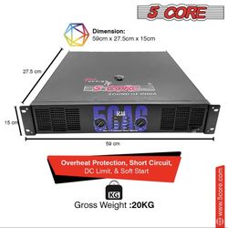 5 Core 900 Watt Peak 2 Channel Power Amplifier Pro/DJ Amp Efficient Air Cooling - CA 6