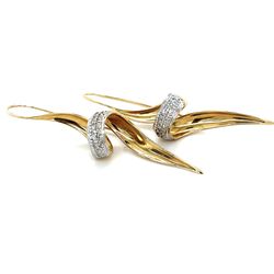 Stunning 14K Gold Diamond Spiral Earrings