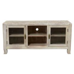 Solid Wood Antique White TV Console / Media Cabinet / Buffet 