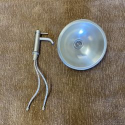 RV Stainless steel Round Bathroom Sink & Faucet 