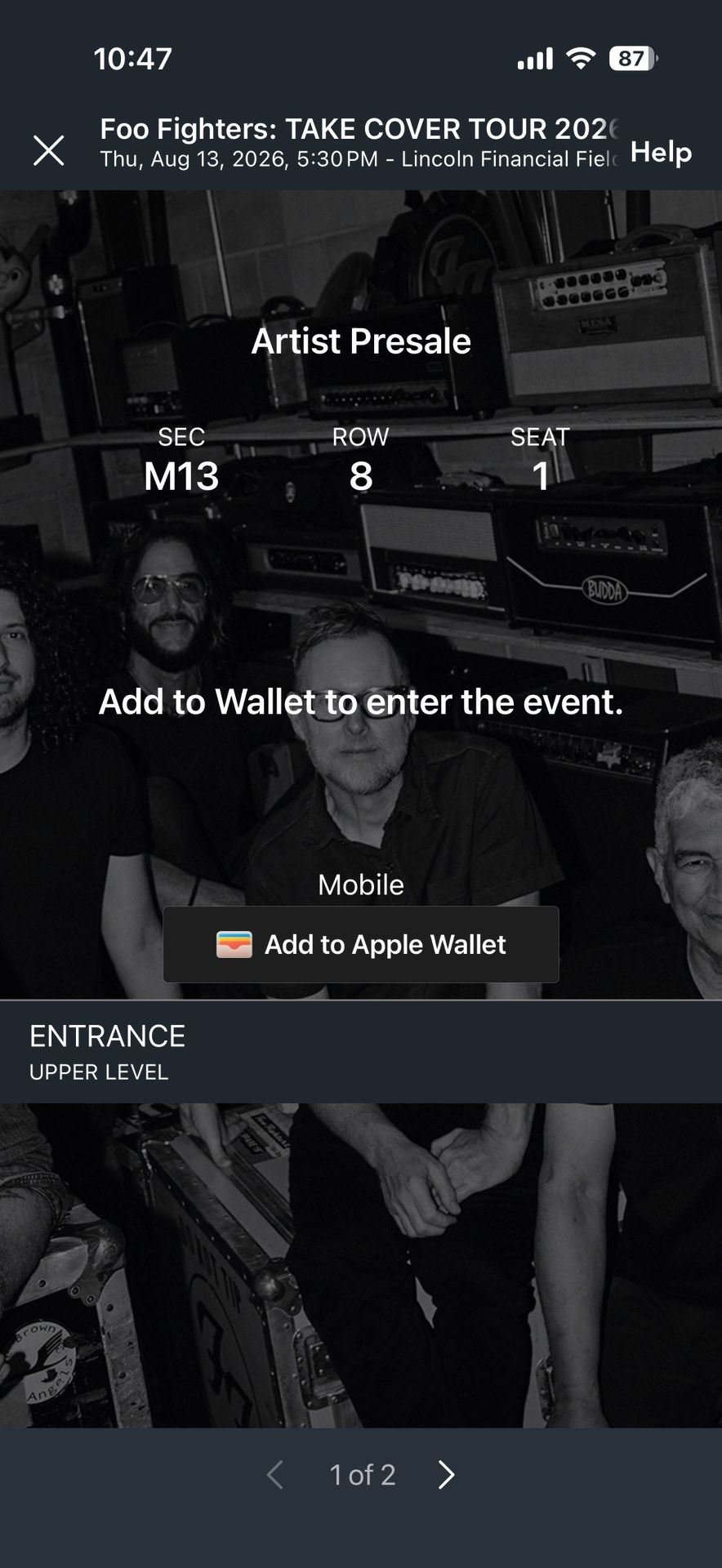 Foo Fighters: 2 Tix In Philly On 8/13/26