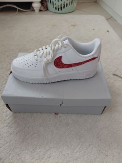 Nike Air Force 1 Custom Red Rhinestone Swoosh