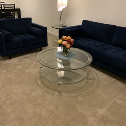 Navy Blue Sofa & Loveseat Set – Excellent Condition