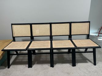 SAFAVIEH Couture Hattie Contemporary Rattan Solid Dining Chair, Black (Set of 4)