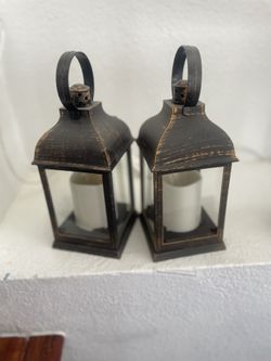 ✨ Set of 2 Rustic LED Lanterns – Battery Operated – $5 ✨