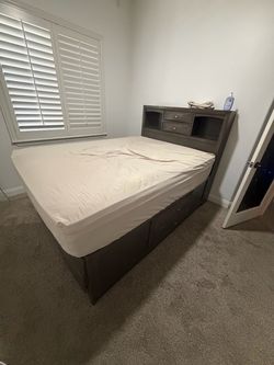 Queen Storage bed frame/headboard