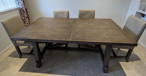 Dining Table Set Living Spaces Jaxon Grey 96 Inch Rectangle Extension for Sale in San Diego CA OfferUp