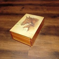Wooden Box with Horses