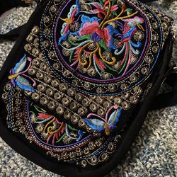 Embroidered Cross Body Bag Purse