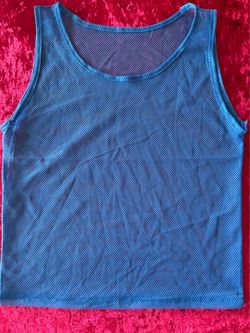 Blue Mesh Athletic Tank Top