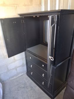 Black Wooden Armoire / Media Chest with 3 Drawers