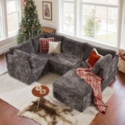 OVIOS 98" Modular Sectional Sofa Couch, L-Shaped Minimalist Couches with Sofa Bed Chaise