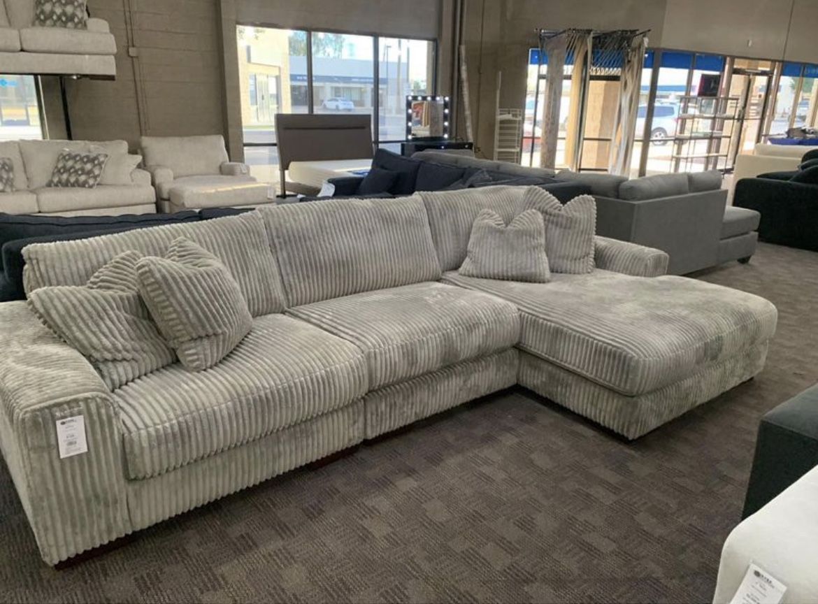 Grey Corduroy Cloud Sectional Couch