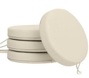 Outsunny 15 in. x 3 in. Outdoor Chair Cushions of 4 of Pieces, Thick Round Seat Dining Chairs Bistro Chairs Cushions Cream White