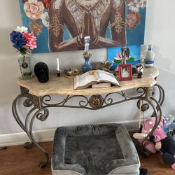 Bronze And Marble Hallway Table/End Table
