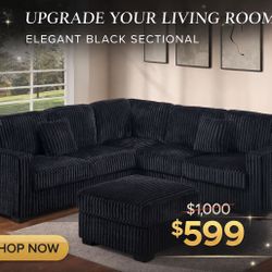 Brand New Corduroy Sectional Set W/ Ottoman 