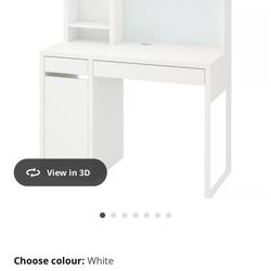 White IKEA Desk With Filing Cabinet
