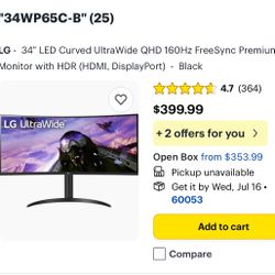 📦 LG 34” UltraWide Monitor (34WP65C-B) – Brand New / Sealed