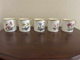Set of  5 Royal Worcester ALPINE FLOWERS Bone China