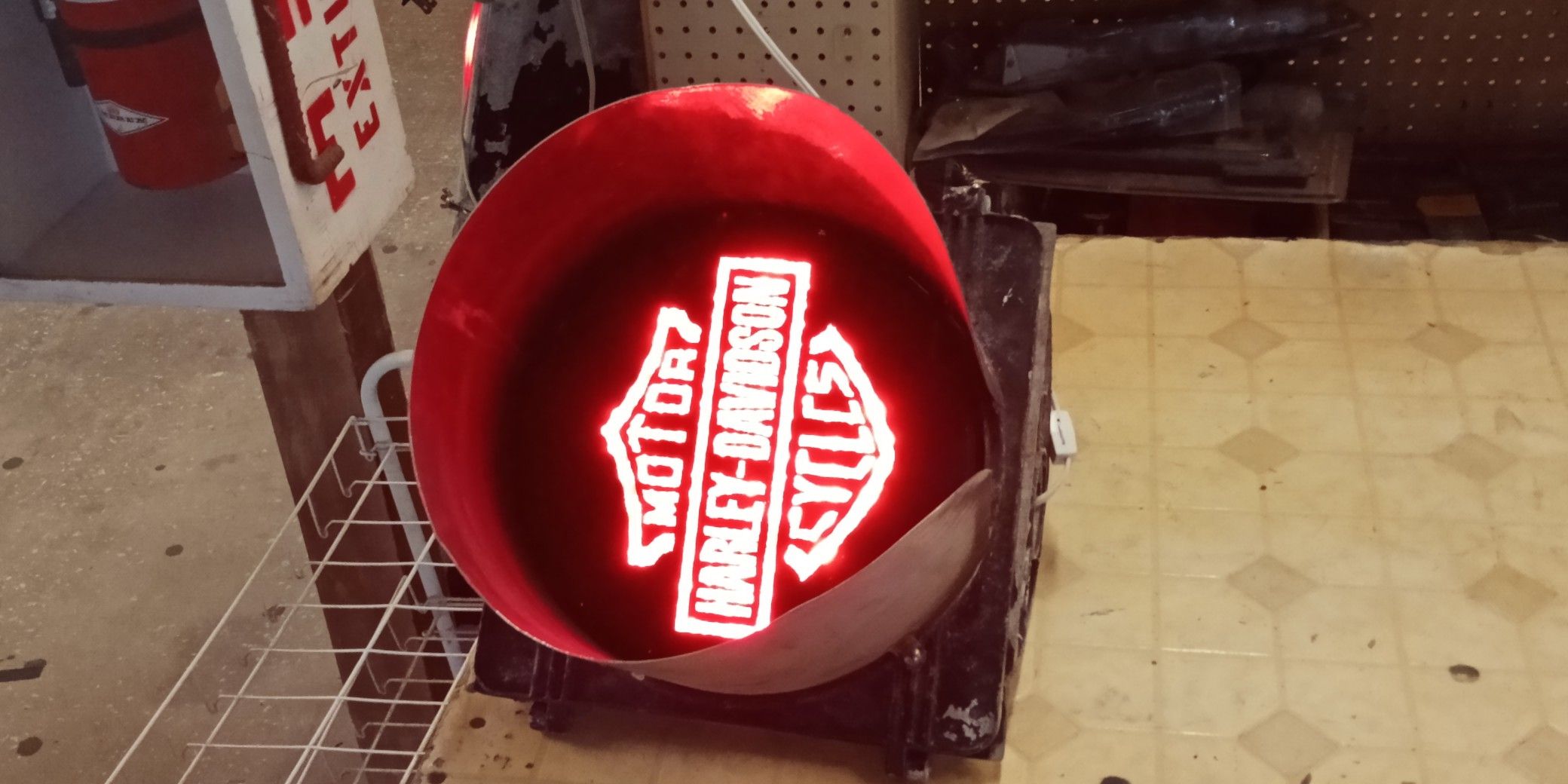 Flashing Harley Davidson traffic light