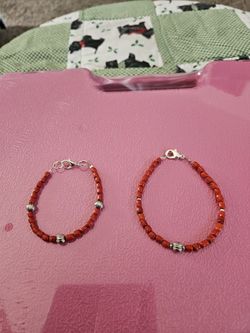 Coral and Silver Bracelet