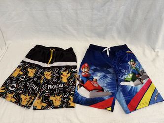 Boys Character Swim Trunks – Mario Kart & Pikachu – Size Large (10-12)