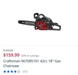 Craftman 18" Gas Chain Saw