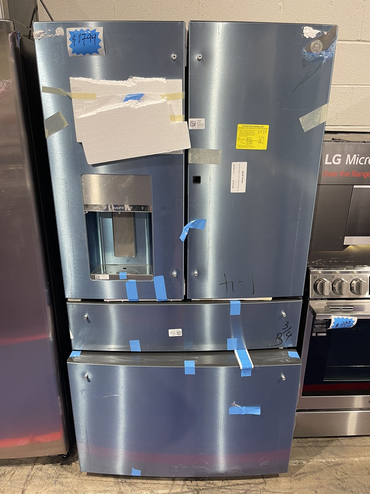 Brand new GE profile four-door counter depth, refrigerator with warranty