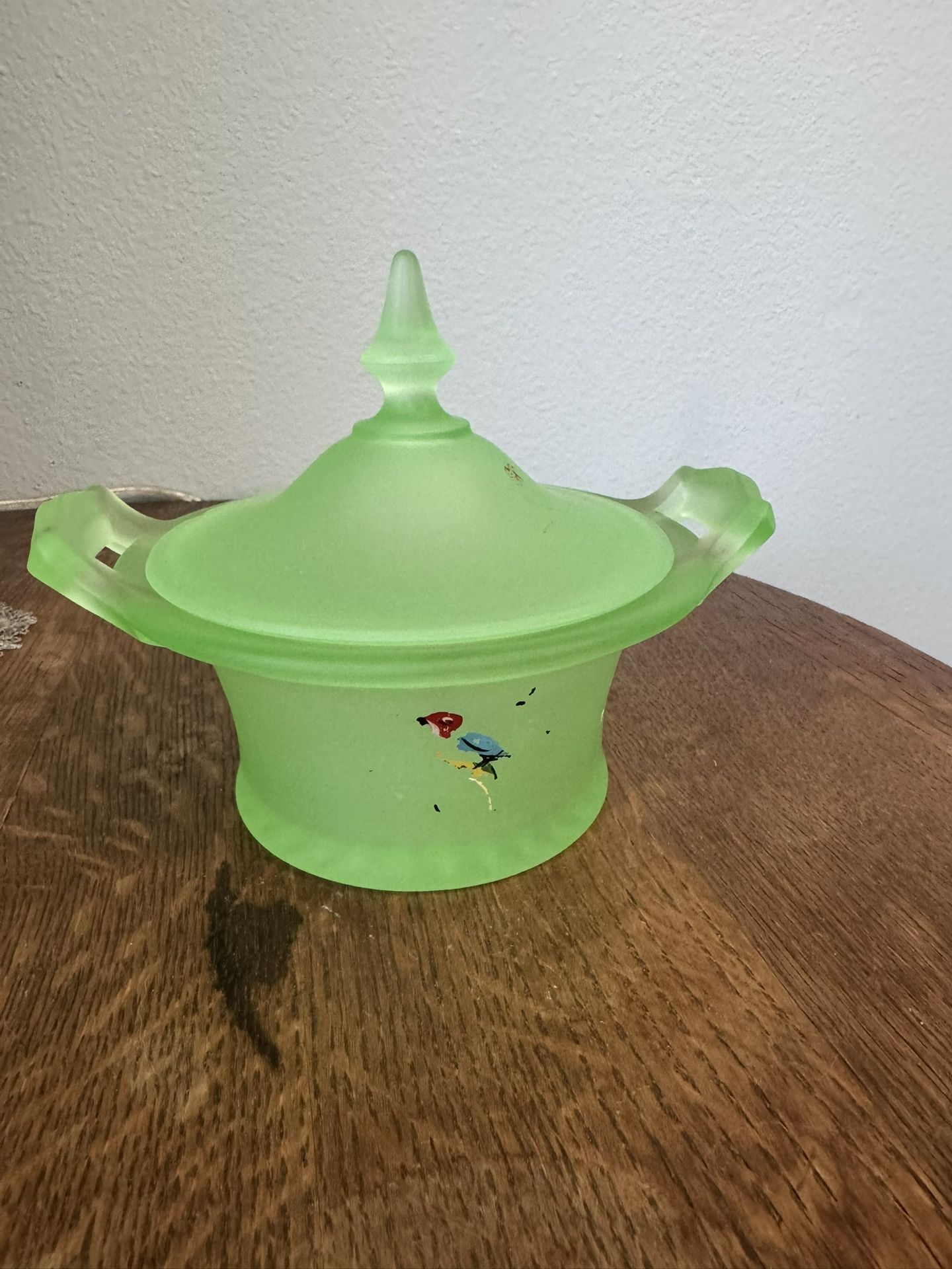 Vintage Vaseline Uranium Glass Candy Dish