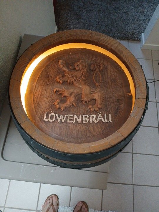 Vintage Lowenbrau Plastic Barrel Light 18.5 Inches