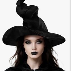 Witch Hat Women Velvet Crooked Witch Hat For Women Halloween Party 