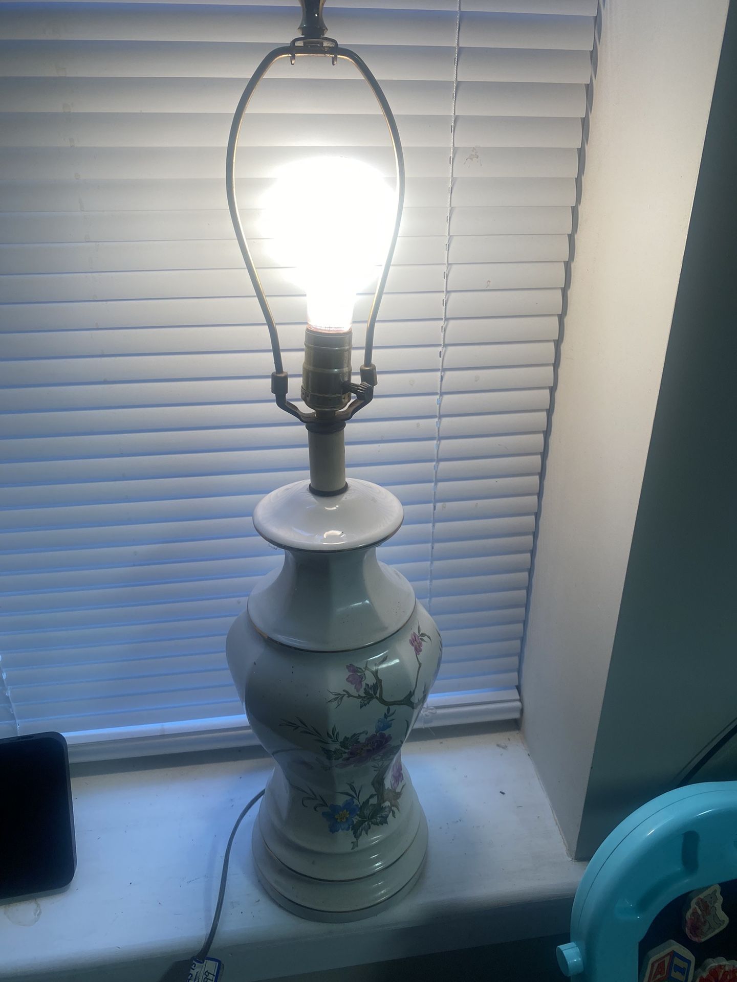 CHINESE PORCELAIN LAMP FLOWER ETCHED