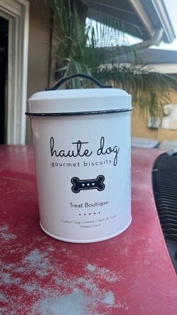 Dog biscuits metal container