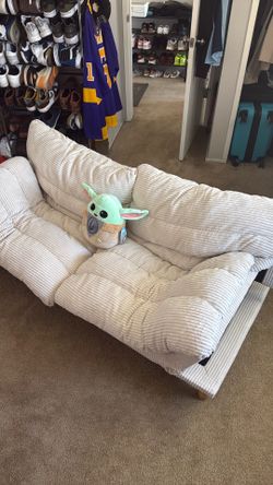 White fluffy convertible futon couch