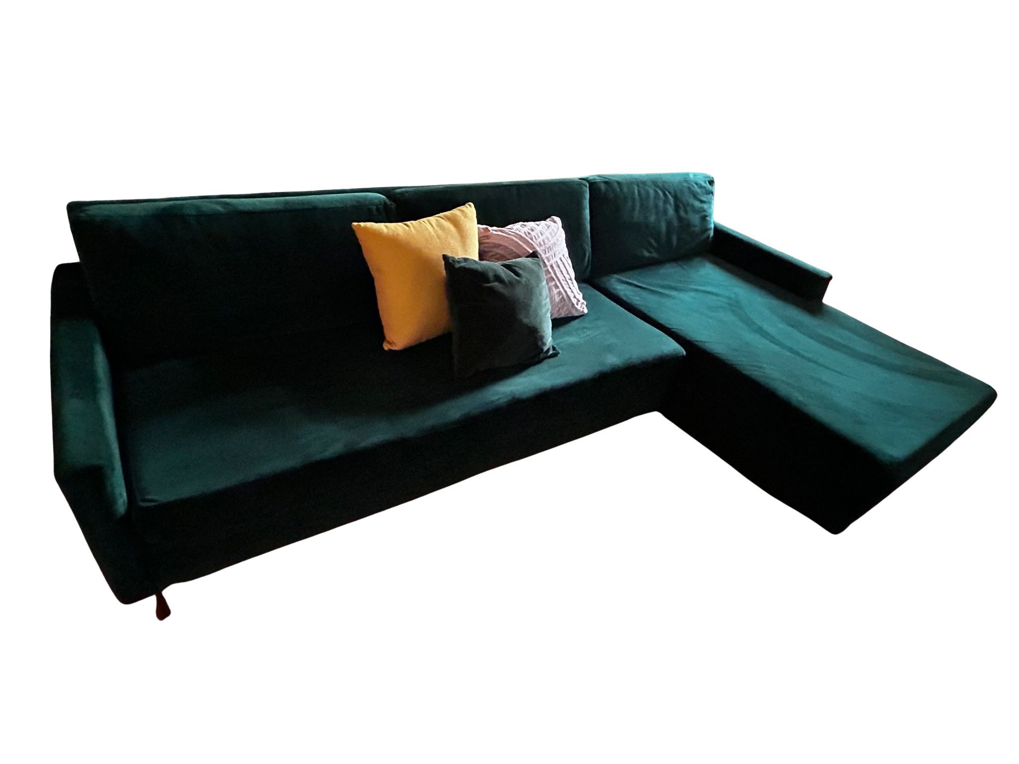 Modern Velvet Sectional Sofa – 108” x 67” – Deep Green